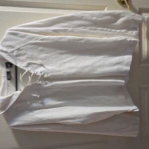 New York & Company White Tie Front Hoodie